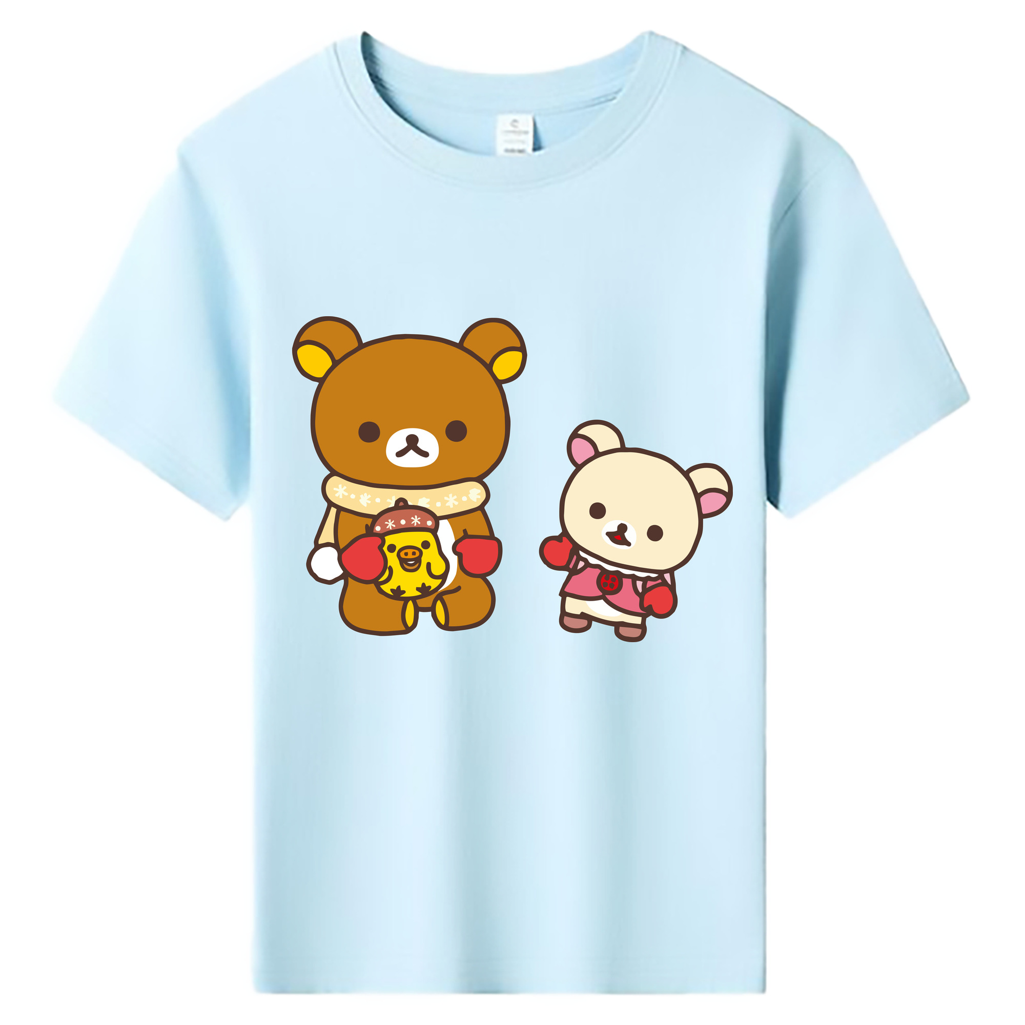 （画像用） リラックマ リラックマ キイロイトリ Rilakkuma Korilakkuma Kiiroitori 綿100％キッズTシャツ（フロントプリント）
